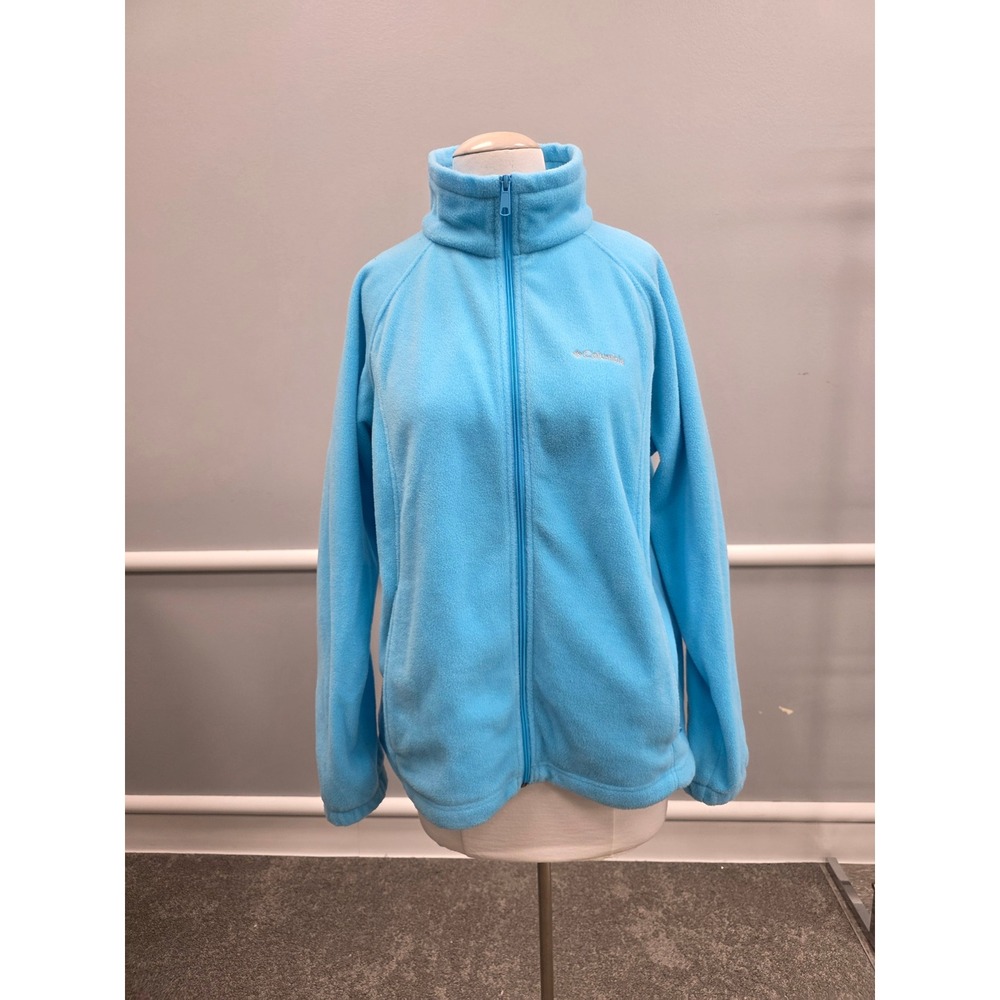 Columbia Women's Fleece Jacket Zip Front Light Blue Long Sleeve Full Zip